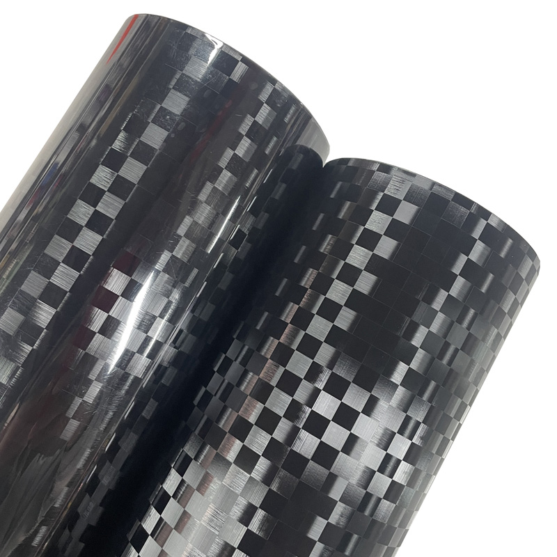 Car Wrap Film Matte Black - Premium Black Grid Checkered Forged Vinyl