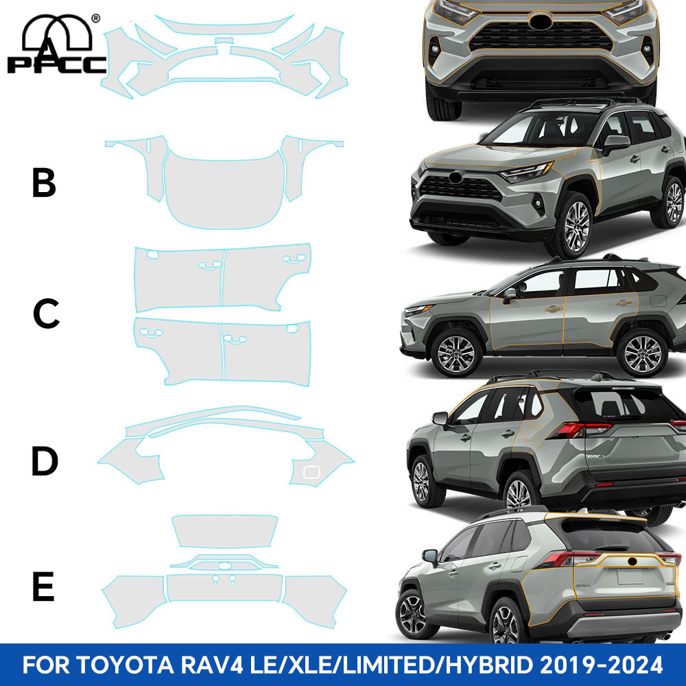 Car Paint Protection Film Kit Pre Cut - For Toyota RAV4 Hybrid XA50 2019-2024