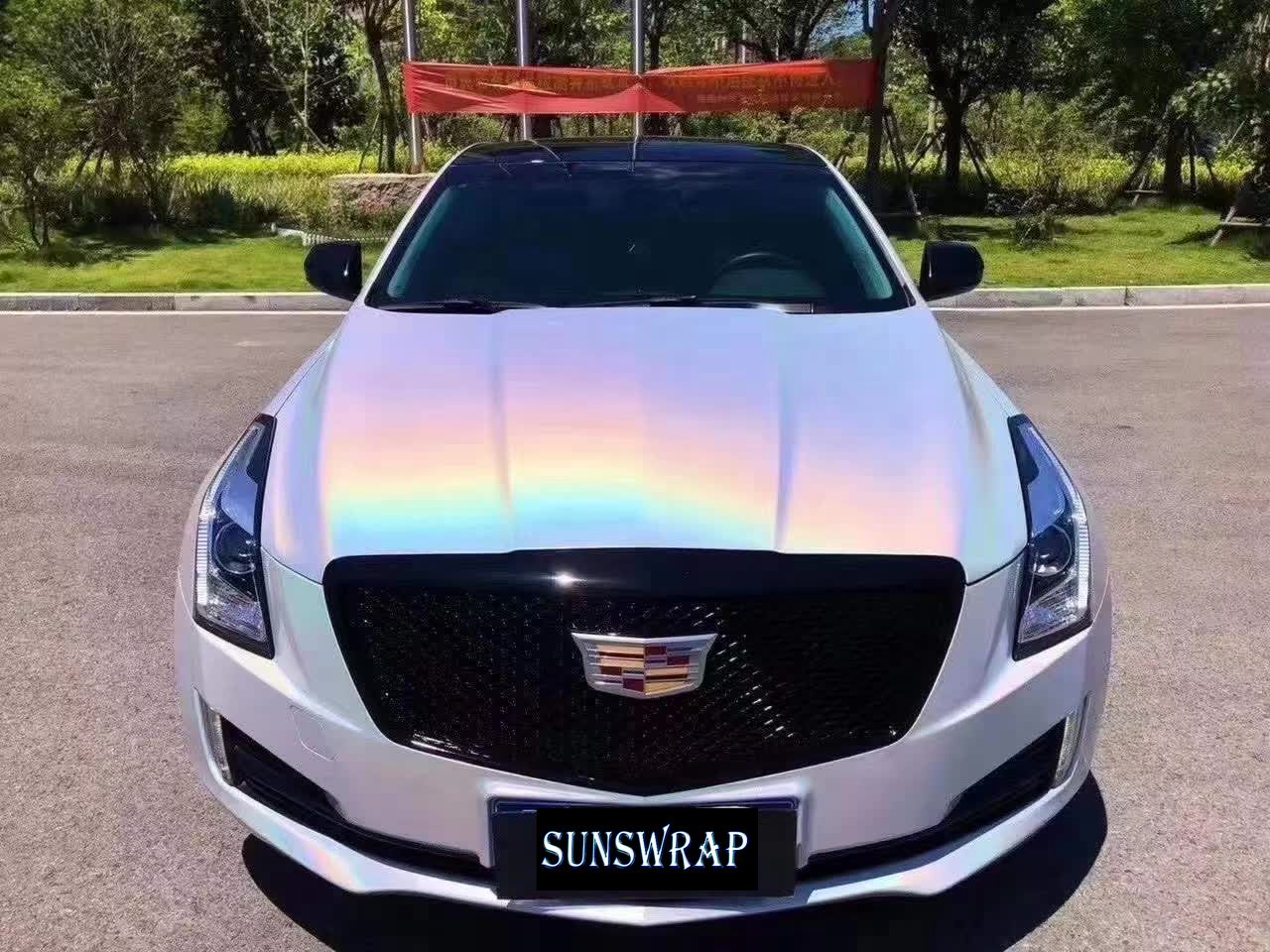 Car Vinyl Wrap Roll 1.52X18M - Premium Glossy Flip Psychedelic White Vinyl