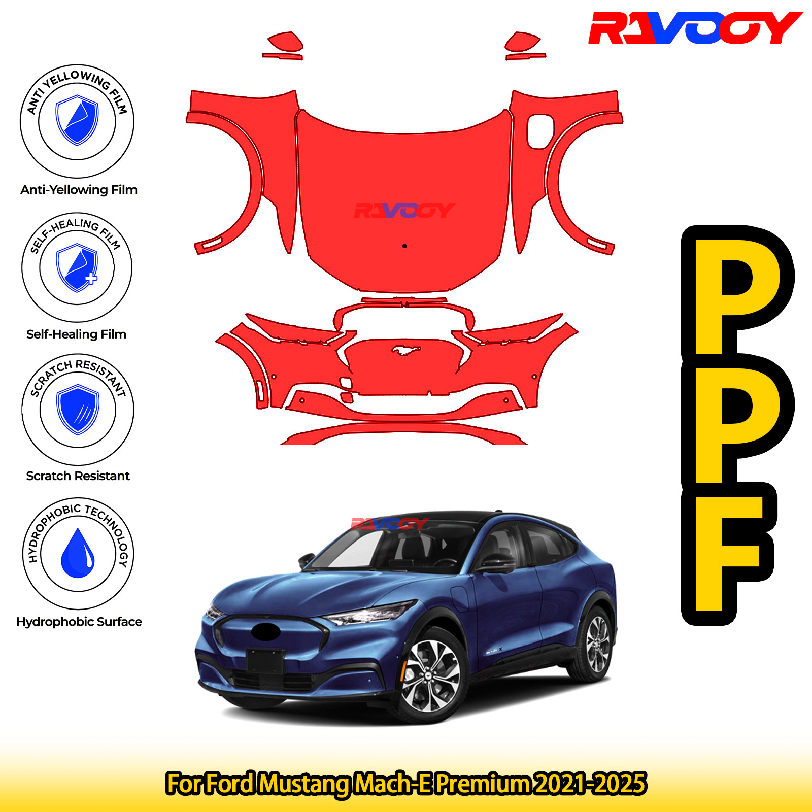 For Ford Mustang Mach-E Premiu - đánh giá và giá Paint Protection Film Matte