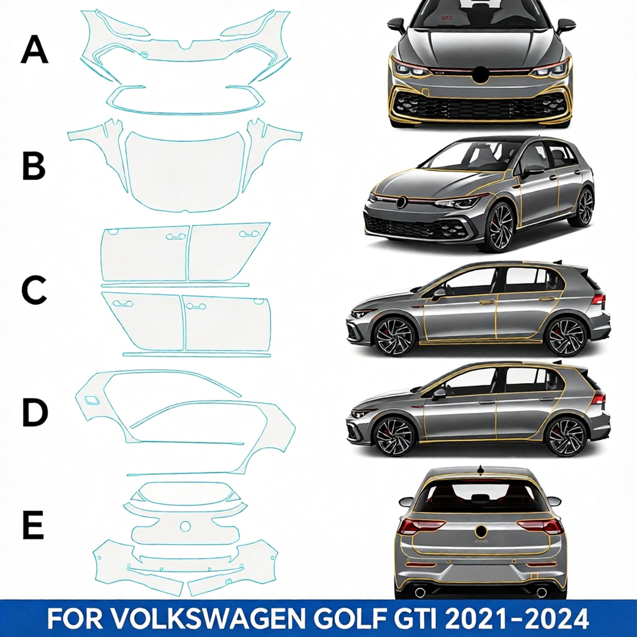 For Volkswagen GOLF GTI 2021-2 - đánh giá và giá Tpu Ppf Self Healing Film