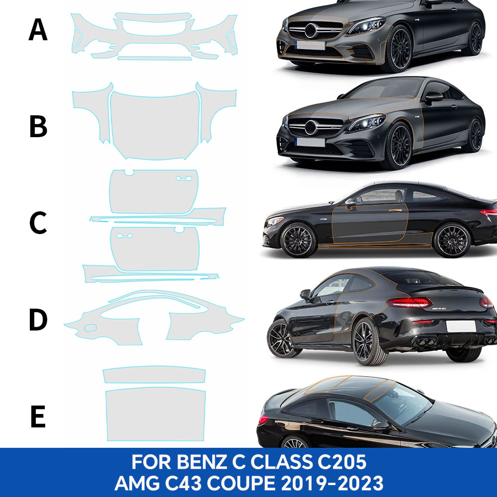 For Mercedes BENZ C CLASS C205 - đánh giá và giá Car Paint Protection Film Kit Pre Cut